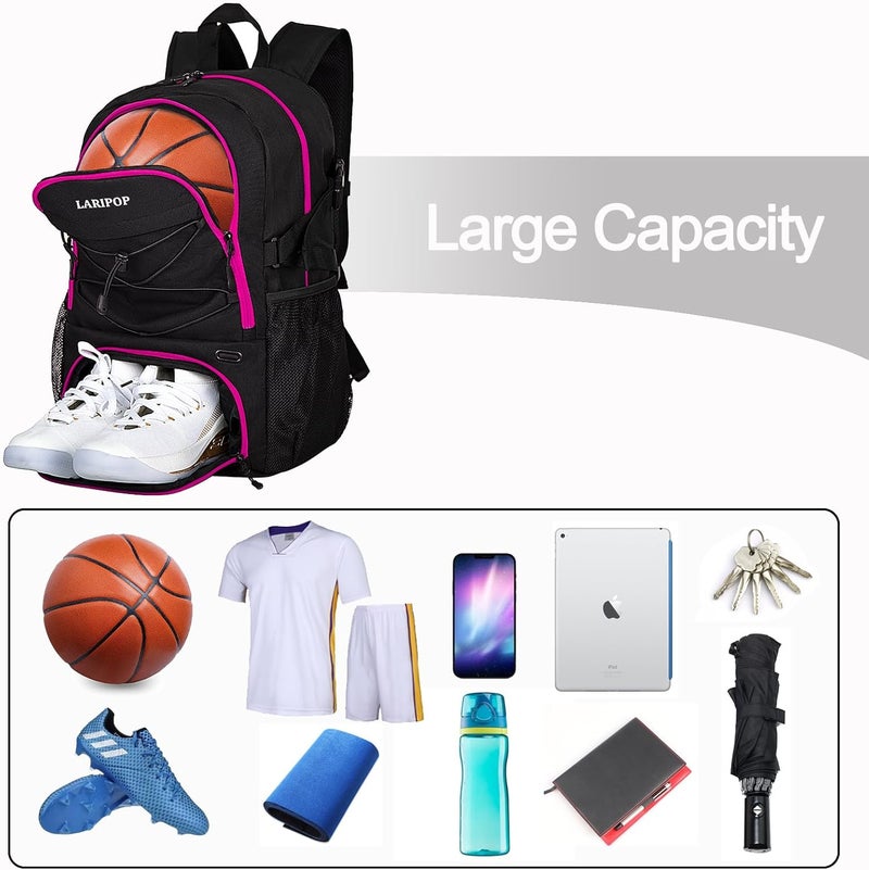 LARIPOP Basketball Bag,Basketball Backpack with Shoe Compartment and Ball Holder,Sport Bags for Soccer,Volleyball,Gym,Travel - Image 3